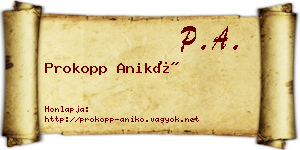 Prokopp Anikó névjegykártya