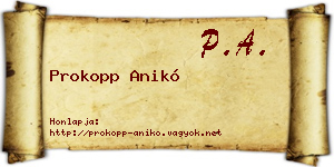 Prokopp Anikó névjegykártya